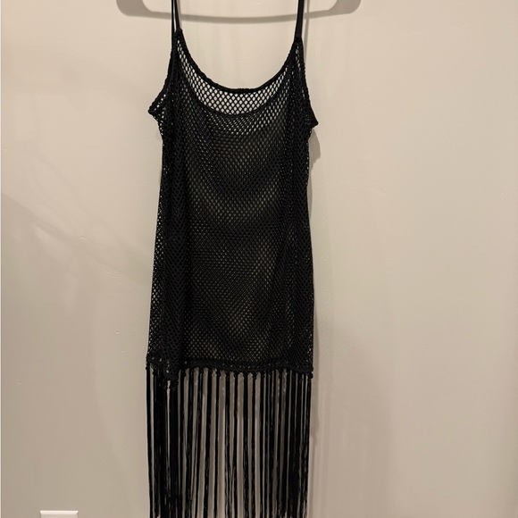 💋Black Mesh Fringe Swimsuit coverup 058 - Picture 4 of 4